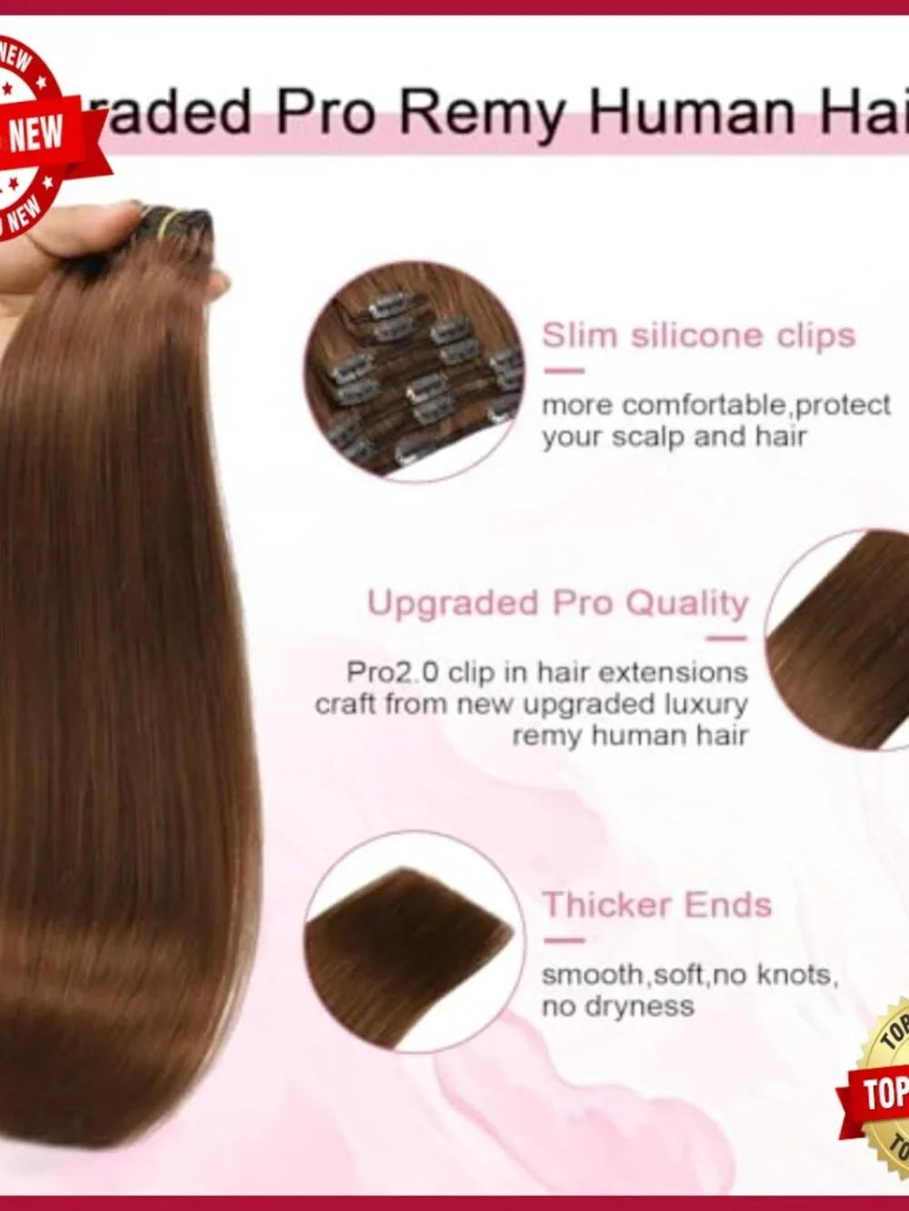 Remy Human Hair Clip-In Extensions 16 Inch 120g 7pc Double Weft